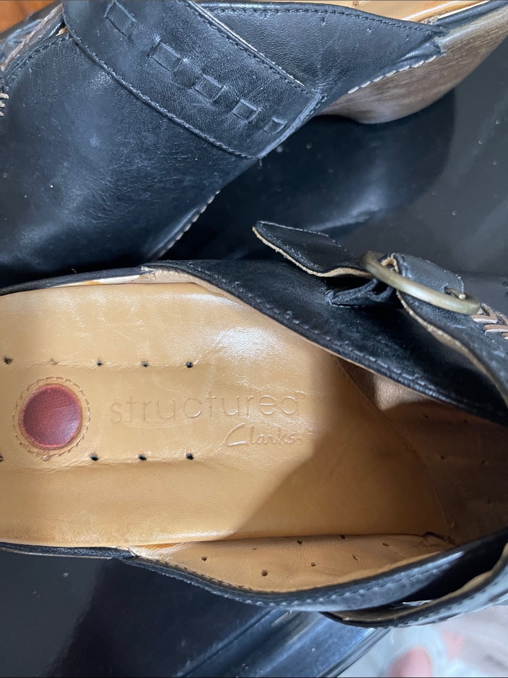 SoftWalk Black Leather Embroidered Clog Mules - Picture 3 of 6